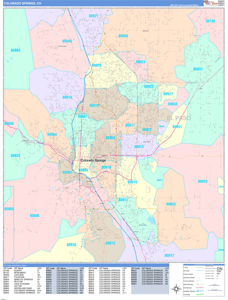 Colorado Springs City Digital Map Color Cast Style